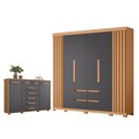 Ver imagem 1 de Kit Guarda Roupa Casal Doble e Cômoda Fontana 8 Portas 11 Gavetas MDP Freijo Titanium