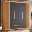 Ver imagem 5 de Kit Guarda Roupa Casal Doble e Cômoda Fontana 8 Portas 11 Gavetas MDP Freijo Titanium