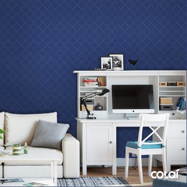 Papel De Parede Adesivo Lavável Abstrato Azul Escuro 18m - 2