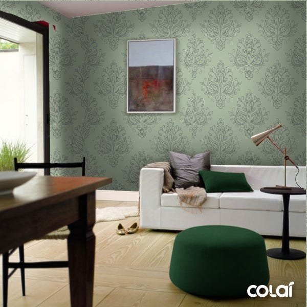 Papel De Parede Adesivo Lavável Abstrato Verde Musgo 18m - 4