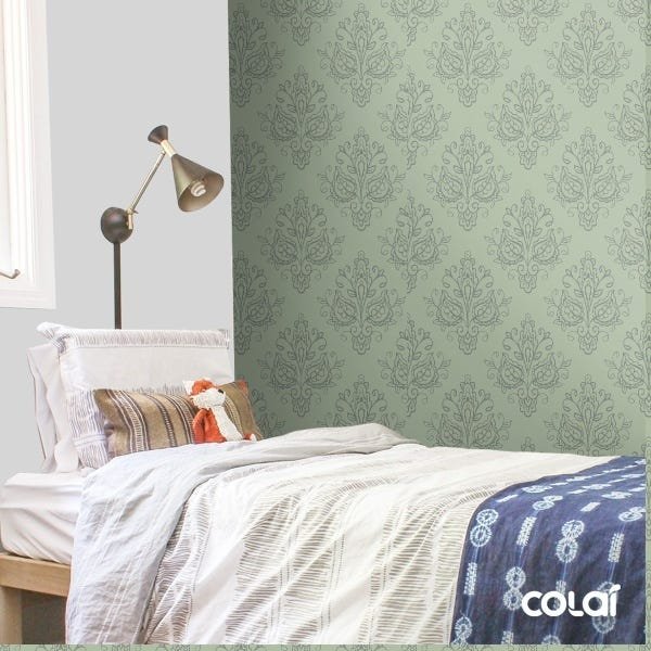 Papel De Parede Adesivo Lavável Abstrato Verde Musgo 18m - 5