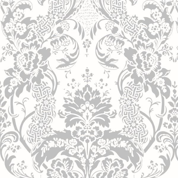 Papel De Parede Lavável Abstrato Branco E Cinza 18m - 1