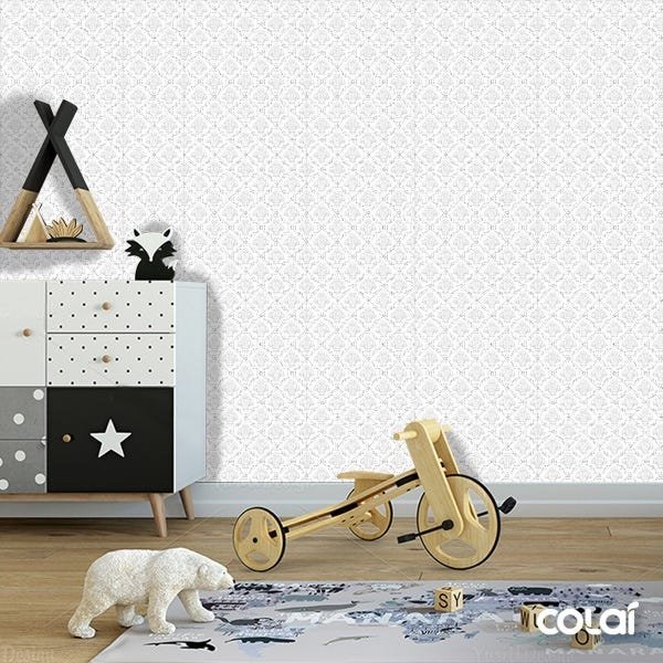 Papel De Parede Lavável Abstrato Cinza E Branco 18m - 3