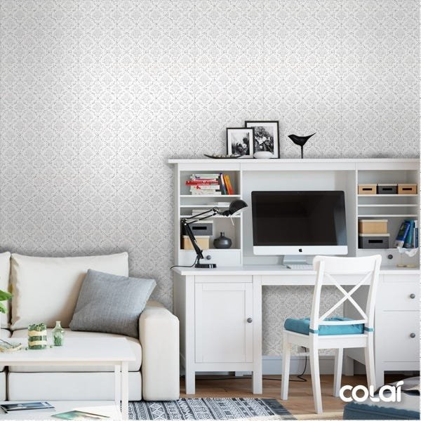 Papel De Parede Lavável Abstrato Cinza E Branco 18m - 2