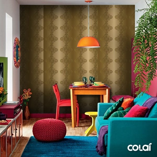Papel De Parede Adesivo Lavável Abstrato Fundo Dourado 18m - 6