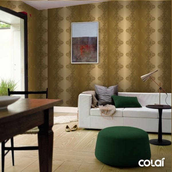 Papel De Parede Adesivo Lavável Abstrato Fundo Dourado 18m - 4