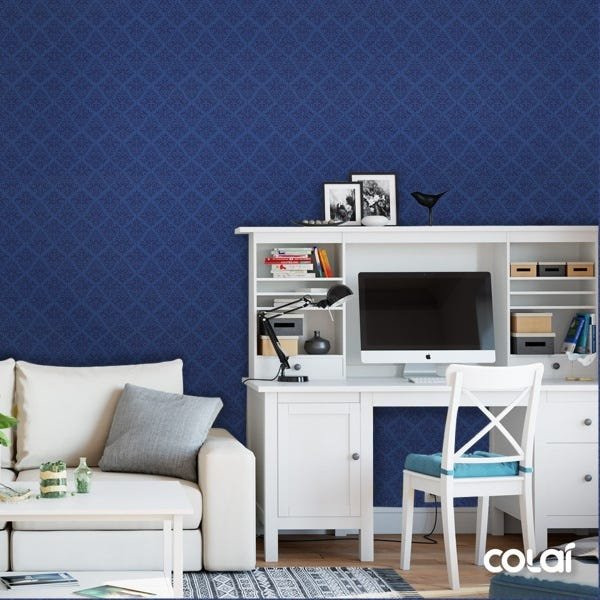 Papel De Parede Adesivo Lavável Abstrato Azul Escuro 15m - 2