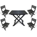 Ver imagem 1 de Mesa Quadrada Dobrável 80x72cm Preta + 4 Cadeiras Dobráveis