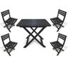 Mesa Quadrada Dobrável 80x72cm Preta + 4 Cadeiras Dobráveis - 1