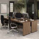 Ver imagem 1 de Conjunto Mesa Escritório Tamburato 135,6cm para 4 Pessoas Marrom/Nogal/Preto Artany
