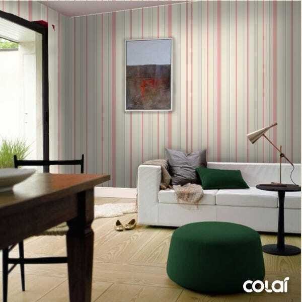 Papel De Parede Lavável Listrado Rosa E Amarelo 6m - 4