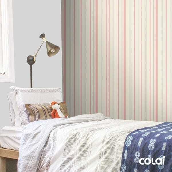 Papel De Parede Lavável Listrado Rosa E Amarelo 6m - 3