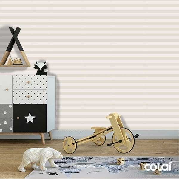 Papel De Parede Lavável Listrado Claro Horizontal 6m - 6