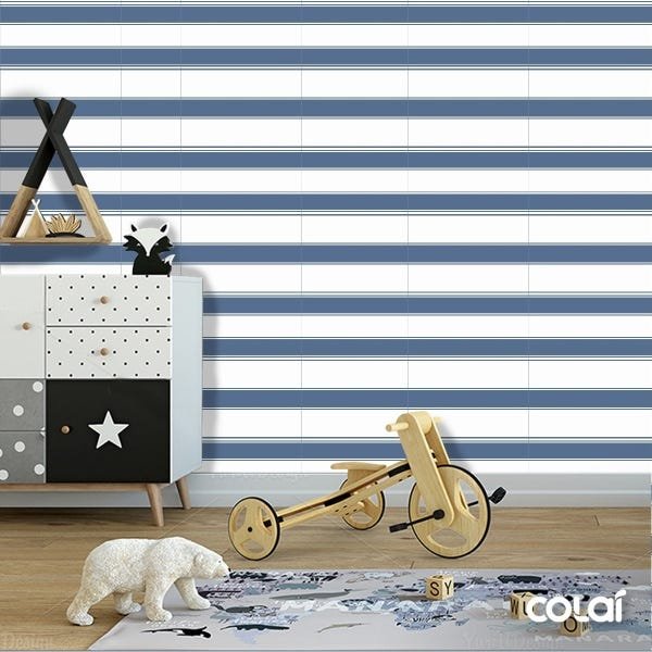 Papel De Parede Adesivo Lavável Listrado Horizontal 6m - 6