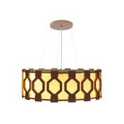 Lustre Pendente Madeira Ripado Diamante 30 Cm para Sala de Srtar Sala de Jantar Cor Freijó - 2