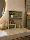 Ver imagem 2 de Prateleira Elegance Suspensa em Mdf Decorativa Sala Banheiro Verde