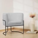 Ver imagem 3 de Poltrona Decorativa Betina Base Aço Preto Bouclé Cinza Claro - Nexta Casa