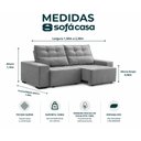 Ver imagem 2 de Sofá Retrátil e Reclinável com Molas Itália 2,00m - Cinza