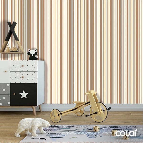 Papel De Parede Adesivo Lavável Listrado Chocolate 15m - 6