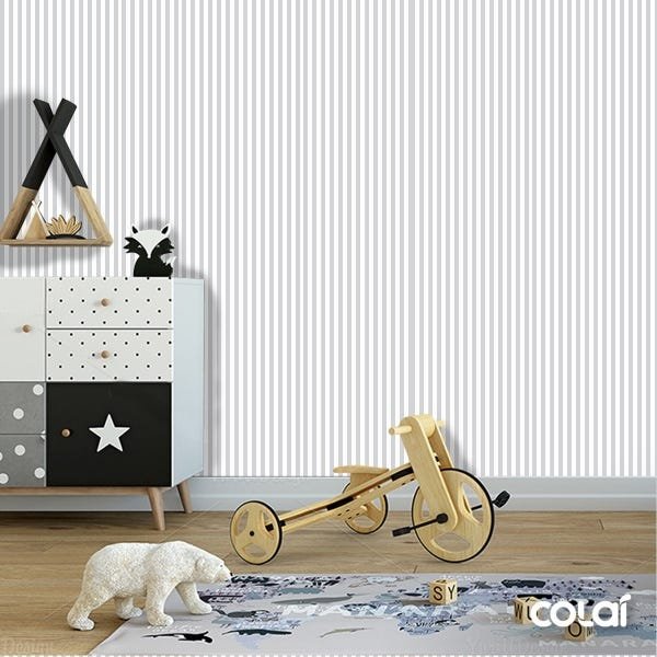 Papel De Parede Lavável Listrado Cinza E Branco 15m - 6