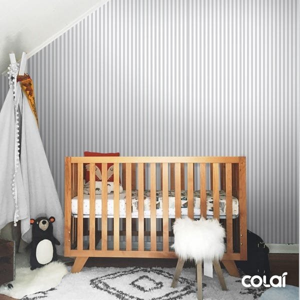 Papel De Parede Lavável Listrado Cinza E Branco 15m - 7