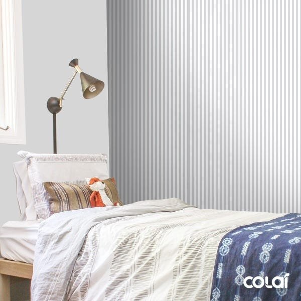 Papel De Parede Lavável Listrado Cinza E Branco 15m - 3