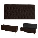 Ver imagem 1 de Kit Estrela Cabeceira de Cama Painel e Calçadeira Baú Botão Cristal Queen 160 Cm Suede Marrom do