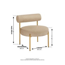 Poltrona Cadeira Lua Decorativa Versátil Bouclé - Zahav:bege - 2