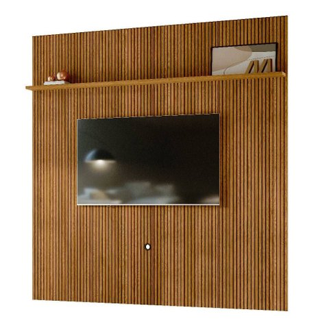 Painel Ripado Piso-teto 238cm X 244,5cm para Tv até 75 Polegadas New Guaporé Madetec:cumaru