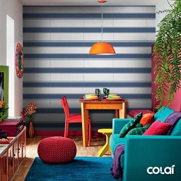 Papel De Parede Adesivo Lavável Listrado Horizontal 15m - 5