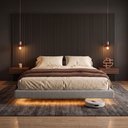Ver imagem 6 de Cama Box Casal Osaka Flutuante Estilo Japonesa 138x188 Base Estofada Linho Cinza - Abmaza