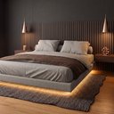 Ver imagem 7 de Cama Box Casal Osaka Flutuante Estilo Japonesa 138x188 Base Estofada Linho Cinza - Abmaza