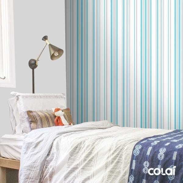 Papel De Parede Lavável Listrado Cinza E Azul Claro 15m - 3