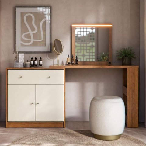 Penteadeira Camarim Aura Canela Off White Decorativa