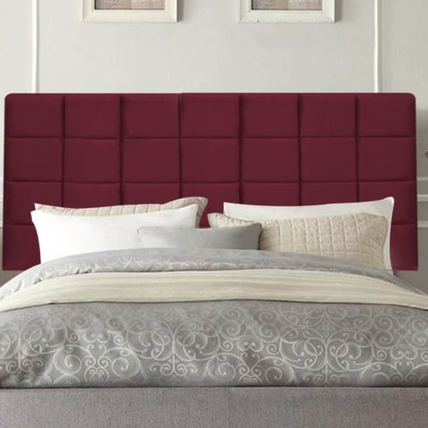 Painel Estofado Luxo Clara 140cm Casal para Cama Box Suede Bordô - Gat Magazine