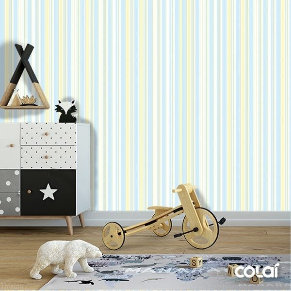 Papel De Parede Lavável Listrado Infantil Menino 18m - 6
