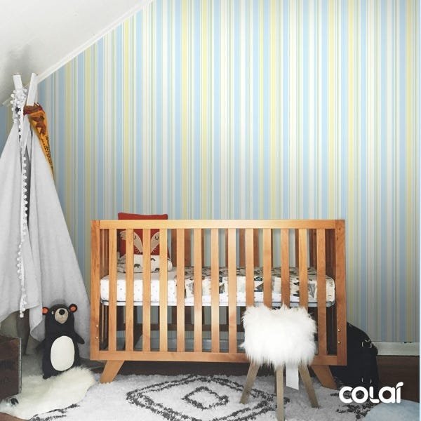 Papel De Parede Lavável Listrado Infantil Menino 18m - 7