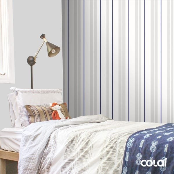 Papel De Parede Adesivo Lavável Listrado Azul E Silver 18m - 3