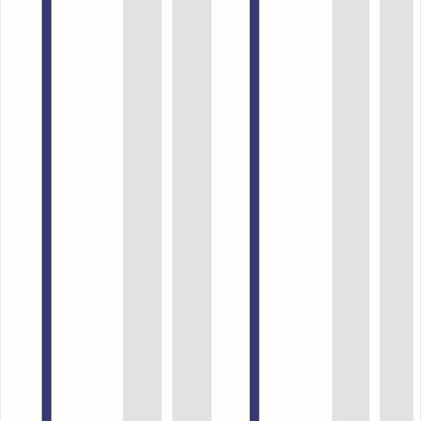 Papel De Parede Adesivo Lavável Listrado Azul E Silver 18m - 1