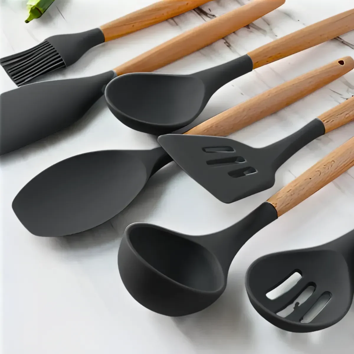 Kit Utensílios Cozinha 12 Peças Silicone Antiaderente Cinza - 5