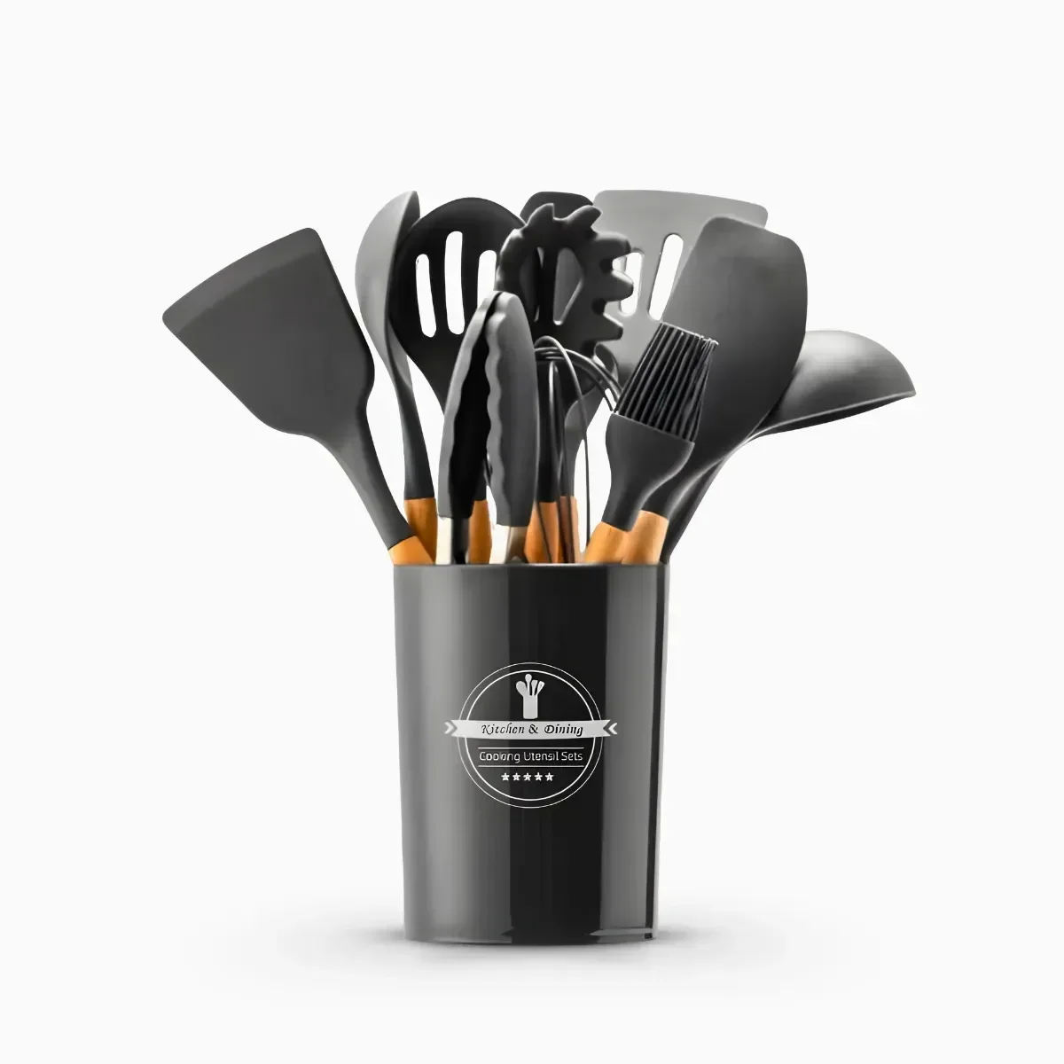 Kit Utensílios Cozinha 12 Peças Silicone Antiaderente Cinza - 1