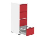 Ver imagem 2 de Armário de Arquivo Oficio 4 Gavetas Pandin 47cm Largura Aço Branco com Frente Gaveta Vermelha com