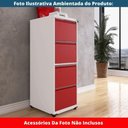 Ver imagem 4 de Armário de Arquivo Oficio 4 Gavetas Pandin 47cm Largura Aço Branco com Frente Gaveta Vermelha com