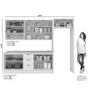 Ver imagem 2 de Cozinha Modulada 285cm com Vidro e Fechamento de Geladeira 10 Portas 3 Gavetas Americana Henn - Cinz