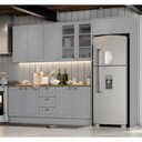 Ver mais imagens de Cozinha Modulada 285cm com Vidro e Fechamento de Geladeira 10 Portas 3 Gavetas Americana Henn - Cinz