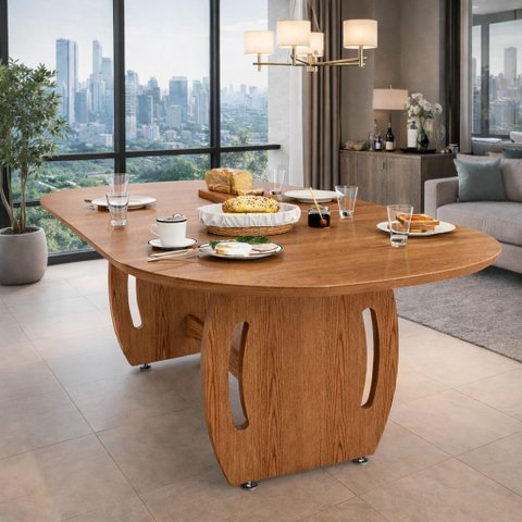 Mesa de Jantar com Tampo e Pés para Sala de Jantar e Área Gourmet:nature
