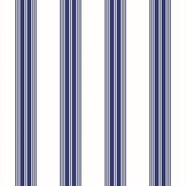 Papel De Parede Lavável Listrado Naval E Branco 18m - 1