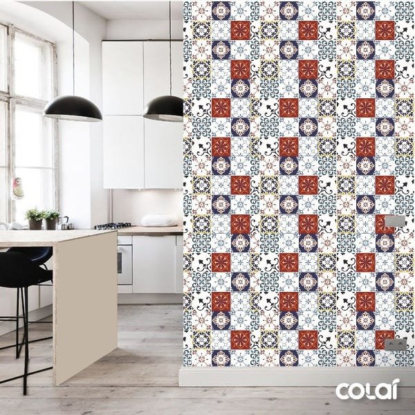 Papel de Parede Lavável Azulejo Mosáico Fundo Branco 3m - 3