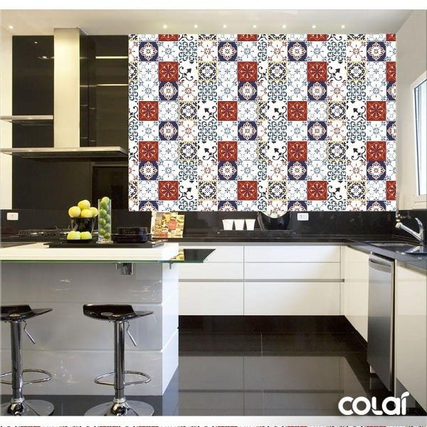 Papel de Parede Lavável Azulejo Mosáico Fundo Branco 3m - 2