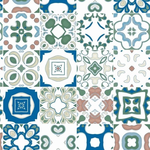 Papel de Parede Lavável Vidrado Português Verde 3m - 1